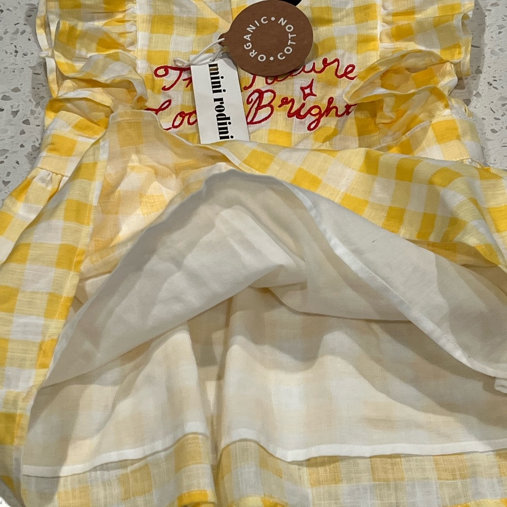 Mini Rodini Gingham Checkered The Future looks bright Dress - Picture 4 of 6